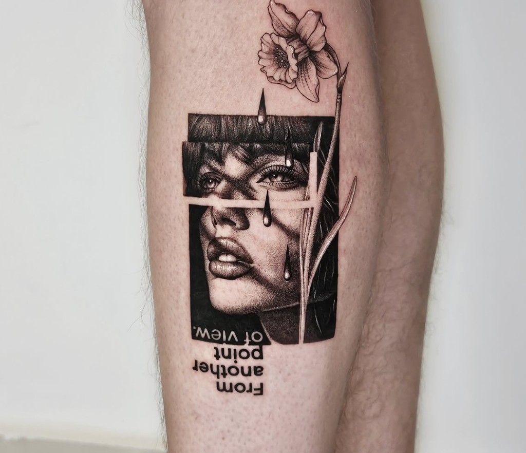 Tattoo work — portrait and daffodil