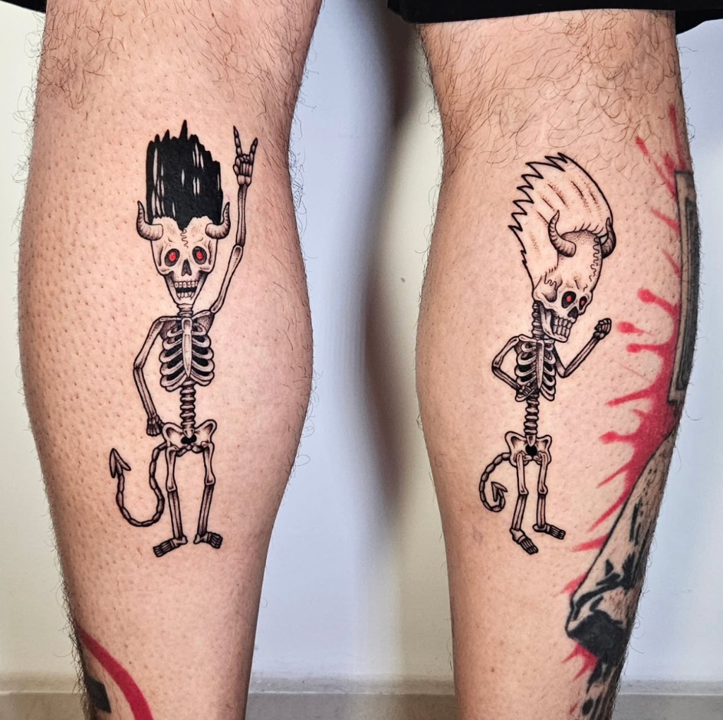 Tattoo work — skeletal devils